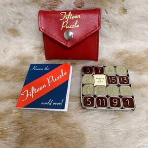 Vintage Y2K Fifteen 15 Puzzle Travel Pocket Case Metal and Enamel Think Fun Inc